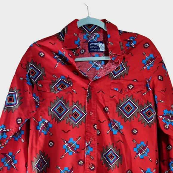 Vintage WRANGLER Cowboy Cut Western Button Down Shirt 15½ 34 X Long Single S… - Picture 14 of 16